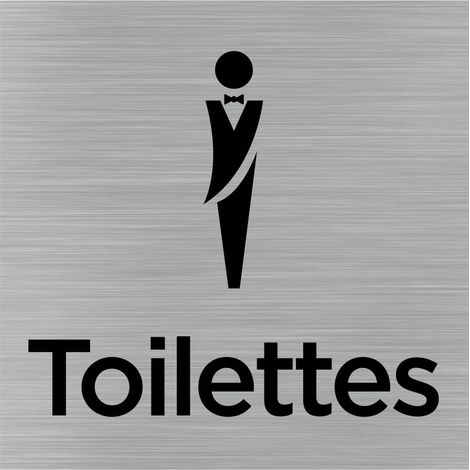 Pictogramme Toilettes Hommes (Q1056).- Adhésif aspect aluminium brossé - (1/5)