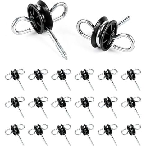 Lot de 20 isolateurs à double crochet pour clôtures électriques, en polypropylène (PP), pour clôtures de pâturage, poteaux en bois, cordes et fils électriques. Assure une protection isolante. (1/5)