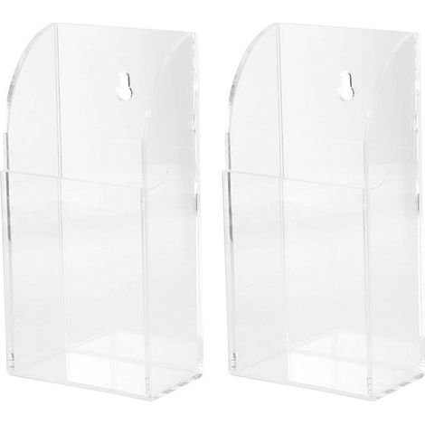 Lot de 2 supports muraux pour télécommande, boîte de rangement en acrylique-14x7cm-White