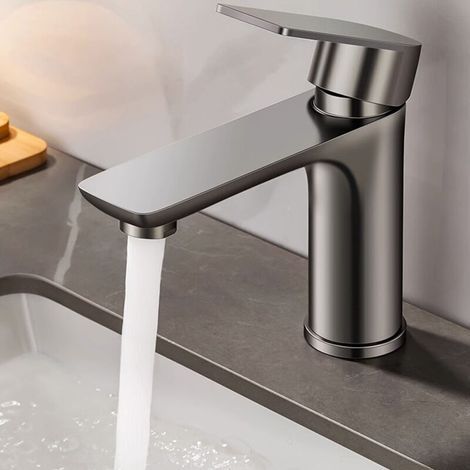 Mitigeur Robinet Lavabo Robinet Salle Bain Monocommande Bonde Incluse Hauteur Sous Bec 10 cm Contrôle de l'eau Chaude et Froide (1/5)