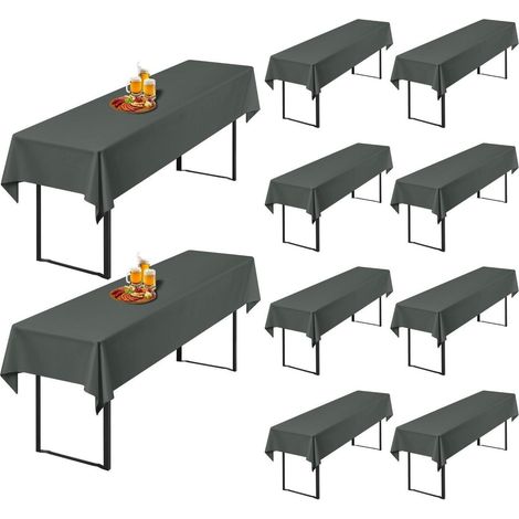 10x Biertischhussen Anthrazit 250x100cm, Polyester, waschbar, knitterfrei