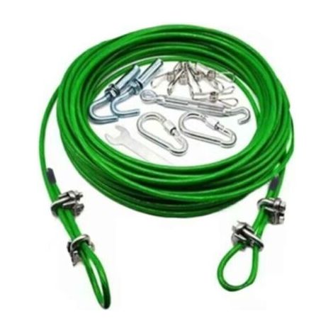 Corde à linge rétractable pour usage extérieur, camping, antidérapante, pour suspendre des couvertures, pour sécher à l'extérieur, pour usage domestique (6 mm x 10 m, verte) (1/4)