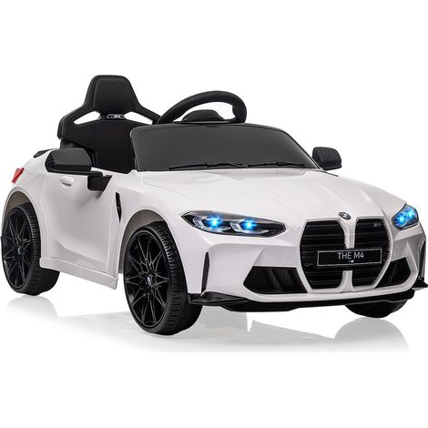 Voiture Électrique Enfant sous licence BMW M4, 12V, télécommande parentale, vitesse 3 km/h, musique, LED, klaxon, Dès 3 ans, Blanc (1/5)