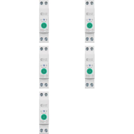 Lot de 5 disjoncteurs intelligents Tuya WiFi 1P+N 63A sur rail DIN avec statistiques de consommation et commande vocale à distance pour Alexa (1/5)