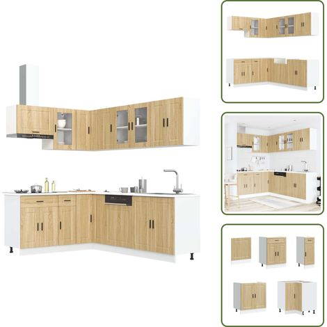 11-tlg. Küchenschrank-Set Porto Sonoma-Eiche Holzwerkstoff - Küchenschrank-Set - Küchenschrank-Sets - Küchenzeile Einbauküche - Küchenschrank (1/5)