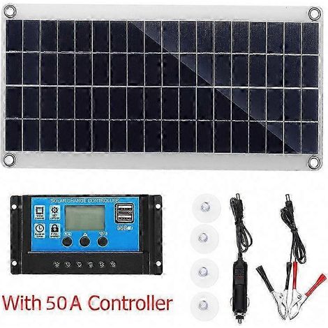 Kit solaire 300W 12V avec régulateur de charge 20-100A pour camping-car, bateau, jardin et extérieur - recharge batterie efficace (1/5)