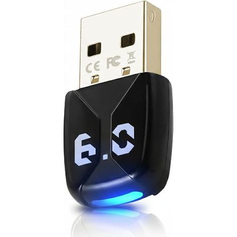 Adaptateur USB Bluetooth 6.0 - Dongle PC Bluetooth pour Windows 11/10/8.1, Plug & Play BT Stick, Bluetooth USB Adaptateur, BT Adaptateur PC pour Casque, Souris, Clavier (1/5)