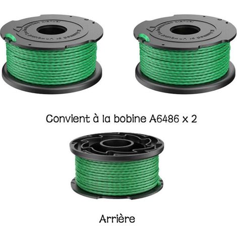 Lot de 2 bobines de fil vert pour débroussailleuse Black & Decker GL7033 GL8033 GL9035 A6482 -..