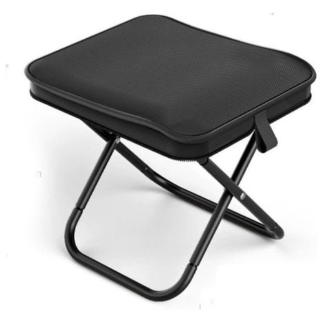 Tabouret de camping pliant – 28 x 26 x 24 cm – Acier – Noir – Léger et portable – Pour pêche et barbecue (1/5)