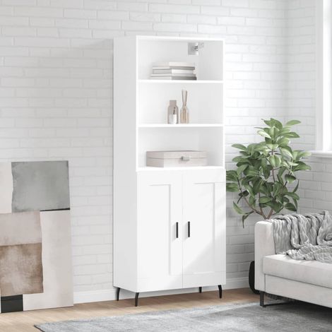 Aparador alto madera contrachapada blanco 69,5x34x180 cm (1/4)