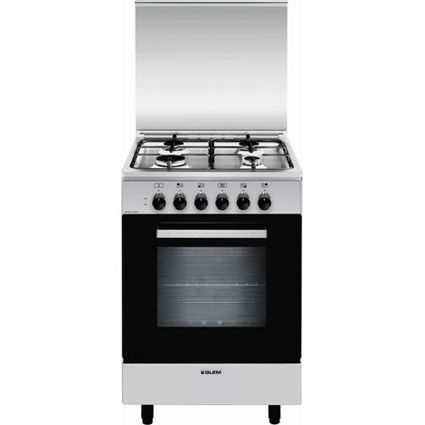 Glem Gas A554MI6 Cucina Mista 4 Fornelli Gas Forno Elettrico 54L Acciaio Inox (1/5)