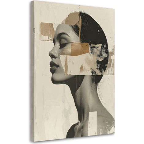 Stampe su Tela, Profilo artistico di una donna in una composizione geometrica. - 40x60 (1/2)