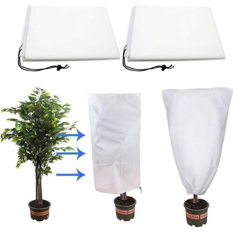 Überwurf für Pflanzen im Winter - Außenschutz - 2 Stück - 80 x 100 cm - Weiß - Vliesstoff