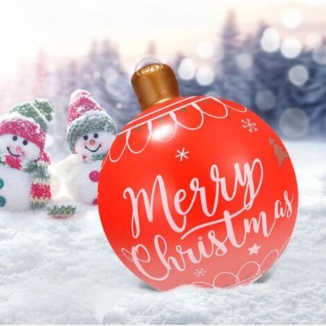 Giant 66 cm inflatable Christmas ball, ideal for Christmas, home and garden decoration (red C) (1/5)