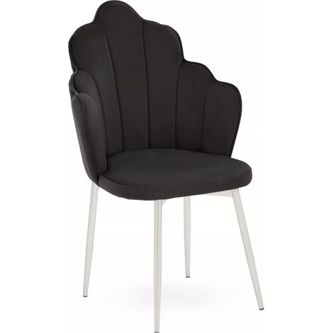 Interiors by Premier Black Velvet Dining Chair, Durable & Adjustable Velvet Office Chair, Backrest Accent Chair with Chrome Legs (1/5)