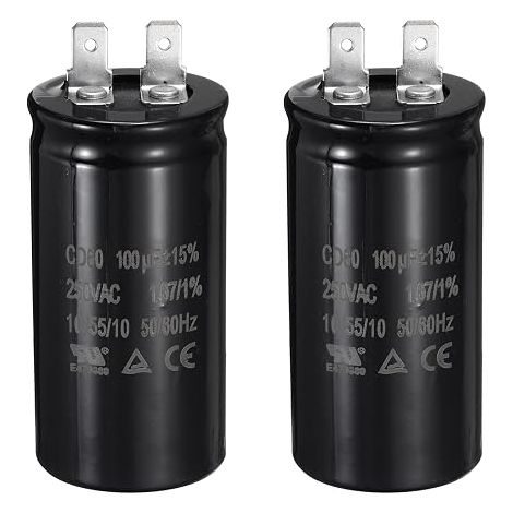 Condensateur Demarrage CD60 100uf 250VAC 50/60Hz Condensateur de Démarrage Moteur CD60 pour Lave-Linge, Compresseur d'Air, Réfrigérateur, Noir (1/4)