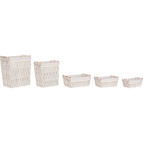 Cesta Ropa Set 5 Macrame Metal 42X32X51 Blanco (1/4)