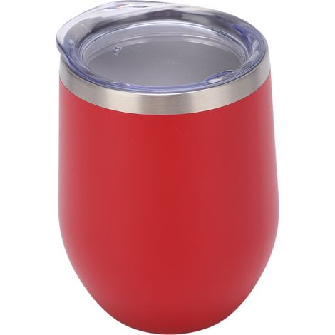 Verre à vin sans pied en acier inoxydable de 340 ml, verre à vin à double paroi isolée sous vide avec couvercle, idéal pour le café, les cocktails, les glaces et le Bourgogne. (1/5)