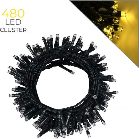 CATENA LUMINOSA 480 LED LUCE CALDA INTERMITTENTE CAVO VERDE 14,4M - ILLUMINAZIONE FESTIVA A BASSA TENSIONE CON TIMER E PROLUNGABILE (1/5)