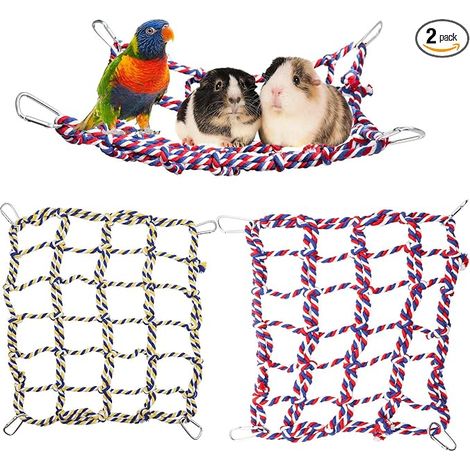 Colorful Rope Nets for Birds and Small Animals, Hanging Hammock, Climbing Toy, Accessory for Hamsters, Rats, Ferrets and Birds - 35 × 25 cm (1/5)