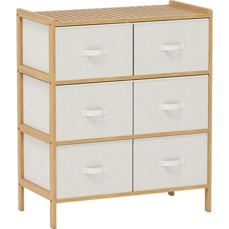 Cassettiera a 6 cassetti 66 x 35 x 78,5 cm elegante e sicura stile moderno bambù naturale 200011565
