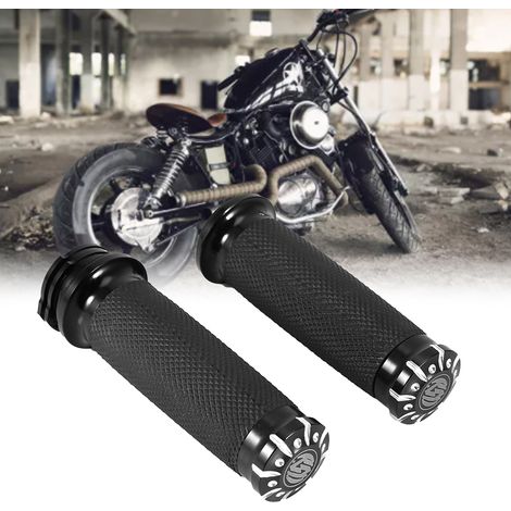 Poignées de guidon moto 1 pouce pour Softail Cruiser Chopper Noir (1/5)