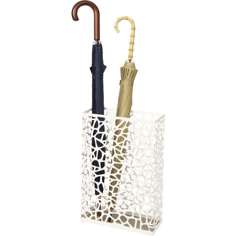 Porte Parapluie Rectangulaire, blanc, acier, design minimaliste, 30 x 12 x 45 cm (LxPxH) (1/5)