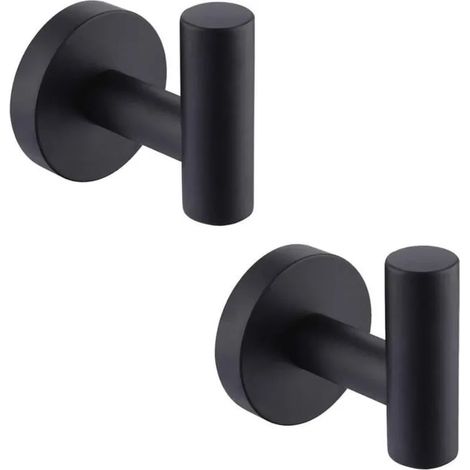 2 crochets porte-serviette salle de bain acier inox noir mat (1/4)