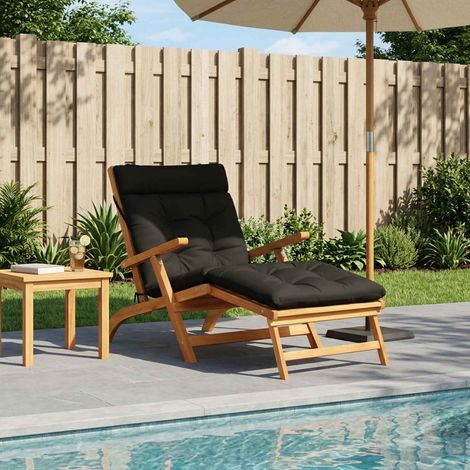 vidaXL Cojín de Tumbona VIANEN 100% Poliéster Negro 200 x 70 x 8 cm (1/5)