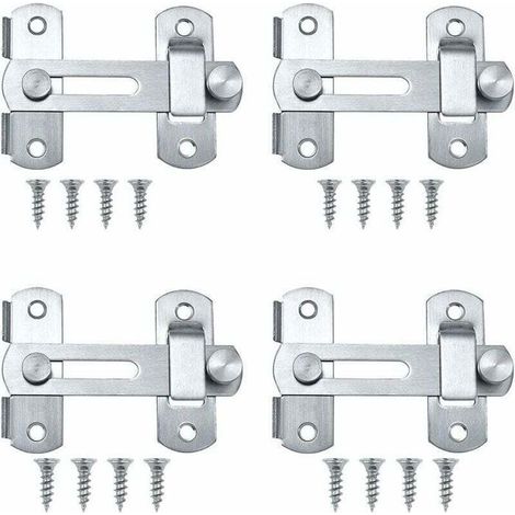 Loquet Porte, Loquet Coulissant, 4 Pcs Loquet De Porte, Loquet De Porte En Acier Inoxydable, Peut Être Utilisé Comme Loquet Cou (1/5)