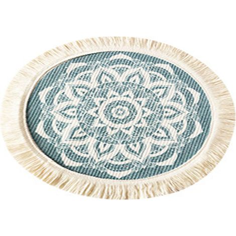 Set de table rond en coton et polyester, doux et confortable, tissé avec pompons pour la décoration de cuisine. (1/5)