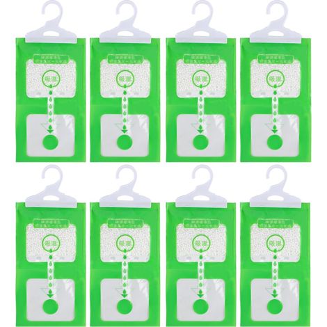 Sac déshumidificateur Armoire, Sachets de 8 x 100g, Sac déshumidification Suspendu Anti-Moisissure, Effaces Moisture Set, Sachet anti-humidité pour la cuisine, la salle de bain et la voiture. (1/5)