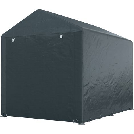 Abri de jardin, garage tente, grande porte, cadre métal inoxydable, 160x218x172 cm, gris foncé (1/5)