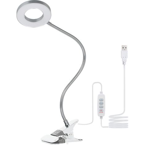Lampe de bureau à pince USB Tomshine avec 3 modes de couleur et 10 niveaux de luminosité, lampe de lecture dimmable et respectueuse des yeux avec 48 LED, lampe de bureau flexible à 360°. (1/5)