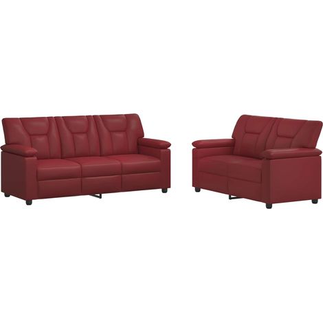 Ensemble de Canapés 2 pcs Bordeaux Simili cuir vidaXL