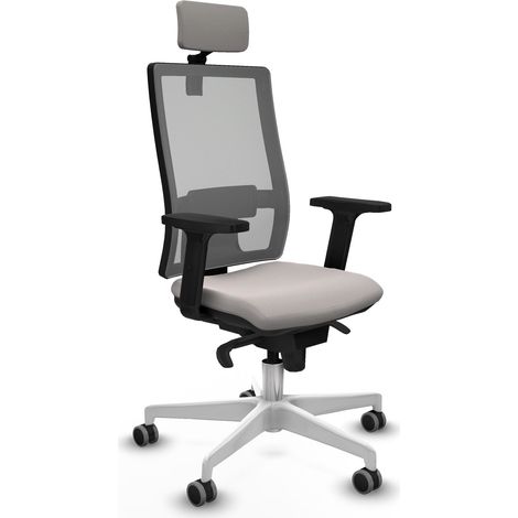 Horna sincro malla gris similpiel blanco brazos 2D base blanca cabecero 2D ruedas 65mm engomadas (1/5)