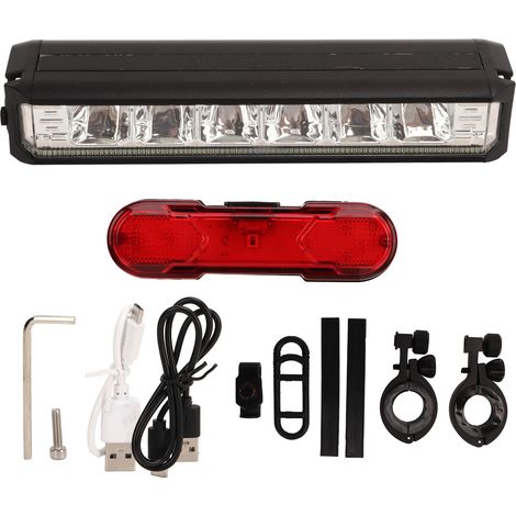 Wiederaufladbare Fahrradlampe aus Aluminiumlegierung über USB, hohe Leuchtkraft, 6 LEDs, für Radfahren, Laufen und Wandern bei Nacht.