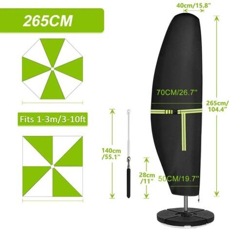 Housse pour Parasol Déporté 420D Oxford Style Banane pour Parasols à Mât Télescopique de 265 cm - Jardin Balcon (1/2)