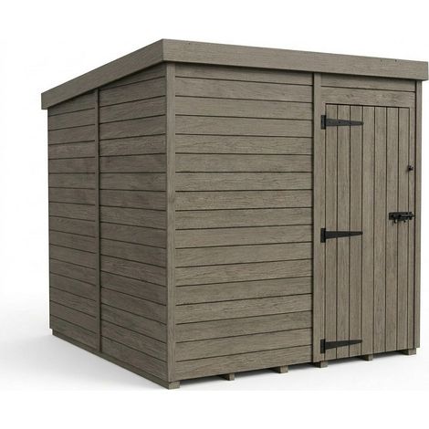 8ft x 10ft Composite Pent Garden Shed Single Door No Windows - Composite - L244 x W305 x H210 cm - Grey