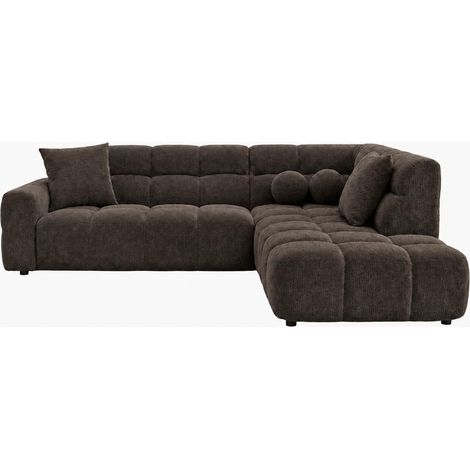 BELIZ Canapé d'angle en tissu noir - Angle droit