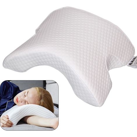 Oreiller cervical à mémoire de forme incurvé avec design creux, support pour bras, pour le cou et le sommeil