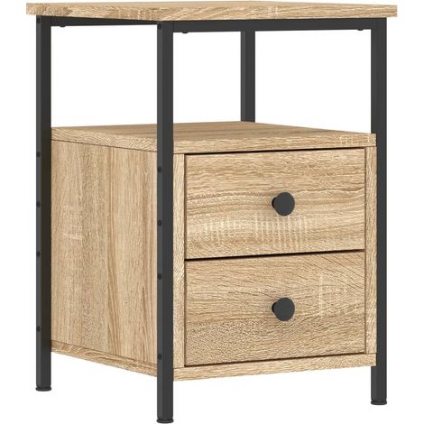 Comodino con cassetti e ripiano 34 x 35,5 x 50 cm in derivati del legno color rovere DEC033804
