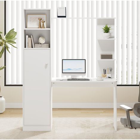 Scrivania con contenitore, MDF bianco, 123,5 x 45 x 168,5 cm DESVIAE (1/5)
