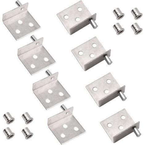 Pack de charnières pivotantes à axe dissimulé pour porte d'armoire en bois avec goupille pour porte d'armoire pivotante en bois gratuite (argent)