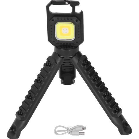 Small rechargeable COB flashlights, mini portable flashlights with foldable triangular stand for fishing and camping (1/5)