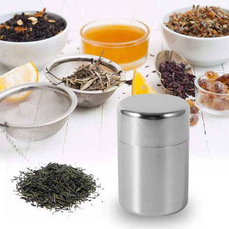 Lot de 2 boîtes de rangement en inox pour thé, café, sucre – petite taille, cuisine, maison (1/4)