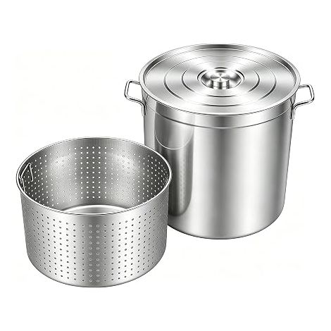Marmite en Acier Inoxydable 100L, Marmite Grande Capacité
avec Couvercle, Poignée et Panier, Faitout Induction Professionnel Traiteur pour Soupe, PâTes et RagoûT (1/5)
