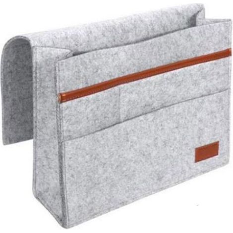 Sac de rangement de chevet en feutre avec poches, organiseur à suspendre pour bureau, canapé-lit, téléphone, magazines, tablette, télécommandes (1/5)