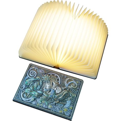 Lampe de lecture rechargeable – Éclairage d'ambiance 3 couleurs, couverture en cuir 3D, lampe de bureau portable USB, lampe de lecture de nuit, décoration de livre élégante (1/5)