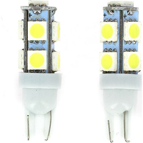 Ampoules Wedge - 9 LEDs - 12V 10W Base T10 W2.1 x9.5D - Blister de 2 Ampoules